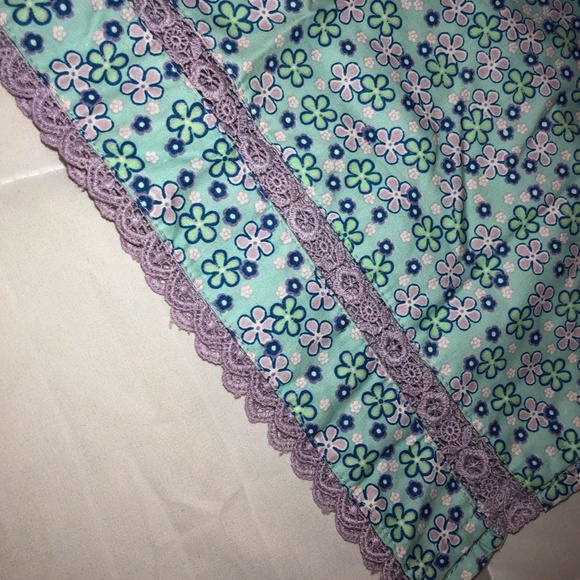 Floral Blue and Purple Skirt with Lace - Picture 3 of 6
